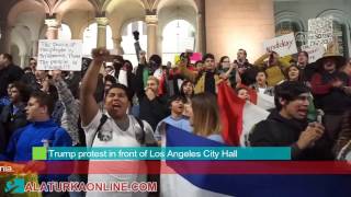 Trump protest in front of Los Angeles City Hall