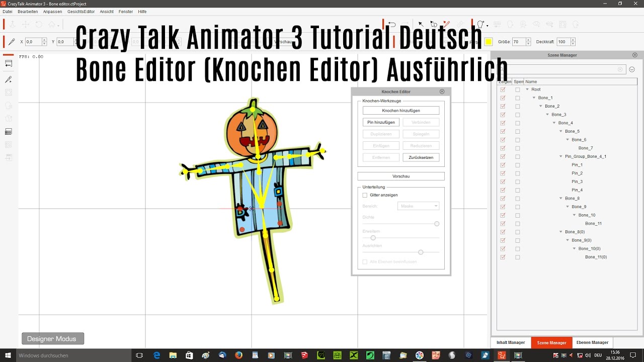 Crazy Talk Animator 3 Tutorial Deutsch Bone Editor (Knochen Editor ...