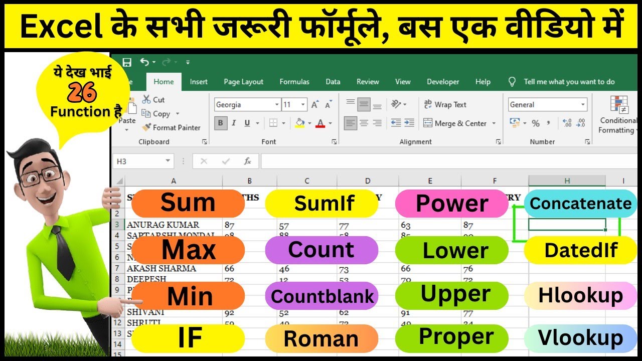 Excel Tutorial for Beginners | All Basic formulas of Excel | Excel ...