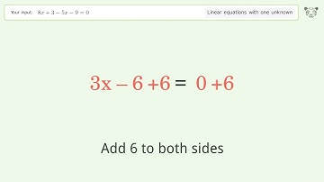 Solve 8x+3-5x-9=0: Linear Equation Video Solution | Tiger Algebra