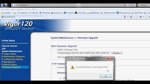 Draytek Vigor 120 v2 firmware upload failure