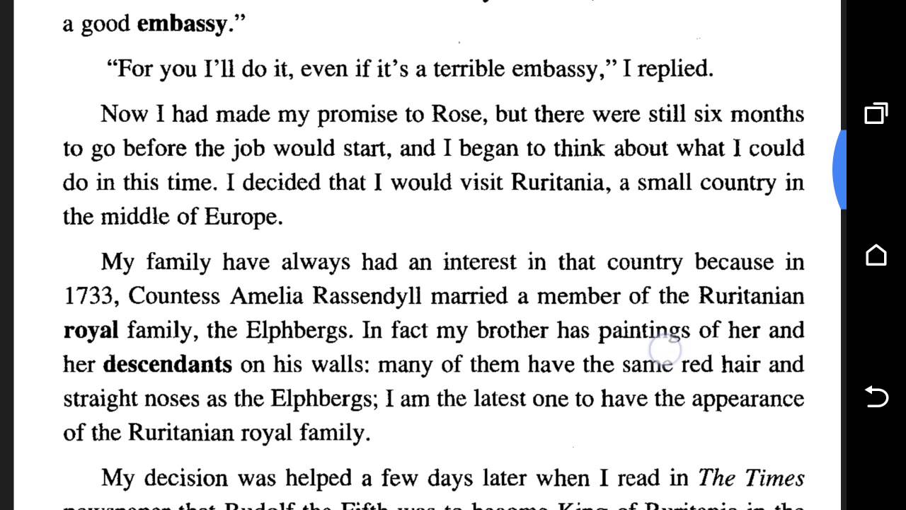 the prisoner of zenda reading the text chapter one (1)