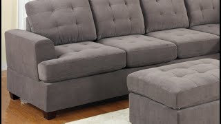 Best Price 3pc Modern Reversible Grey Charcoal Sectional Sofa Couch with Chaise and Ottoman