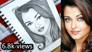 Realistic Pencil Drawing Sketch Of Bollywood Actress Aishwarya Rai Bachchan - How to draw girl face