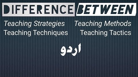 Difference between Teaching Strategies, Teaching Methods, Teaching Techniques & Teaching Tactics