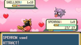 Shellder fell in love with Spearow in pokemon leaf green 