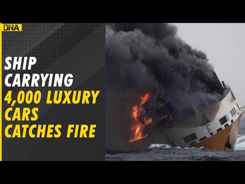 Ship carrying 4,000 luxury cars catches fire in Atlantic Ocean