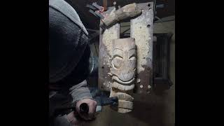 Tiki style wood carving hand made and finished in 5 hours.