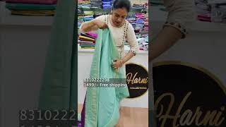 Semi crepe checks pattern with double mango zari woven buttas  #semicrepesilksarees #zariwovensarees