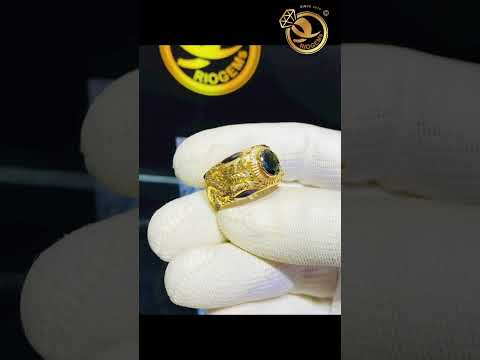 Nhẫn Rồng Chầu Bảo Ngọc Sapphire phong thủy vàng 18K
