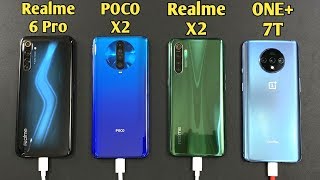 Realme 6 Pro vs Poco X2 vs Realme X2 vs OnePlus 7T BATTERY CHARGING TEST