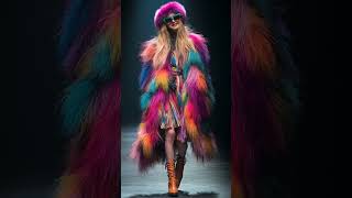 A model on the runway wearing a boho chic winter style