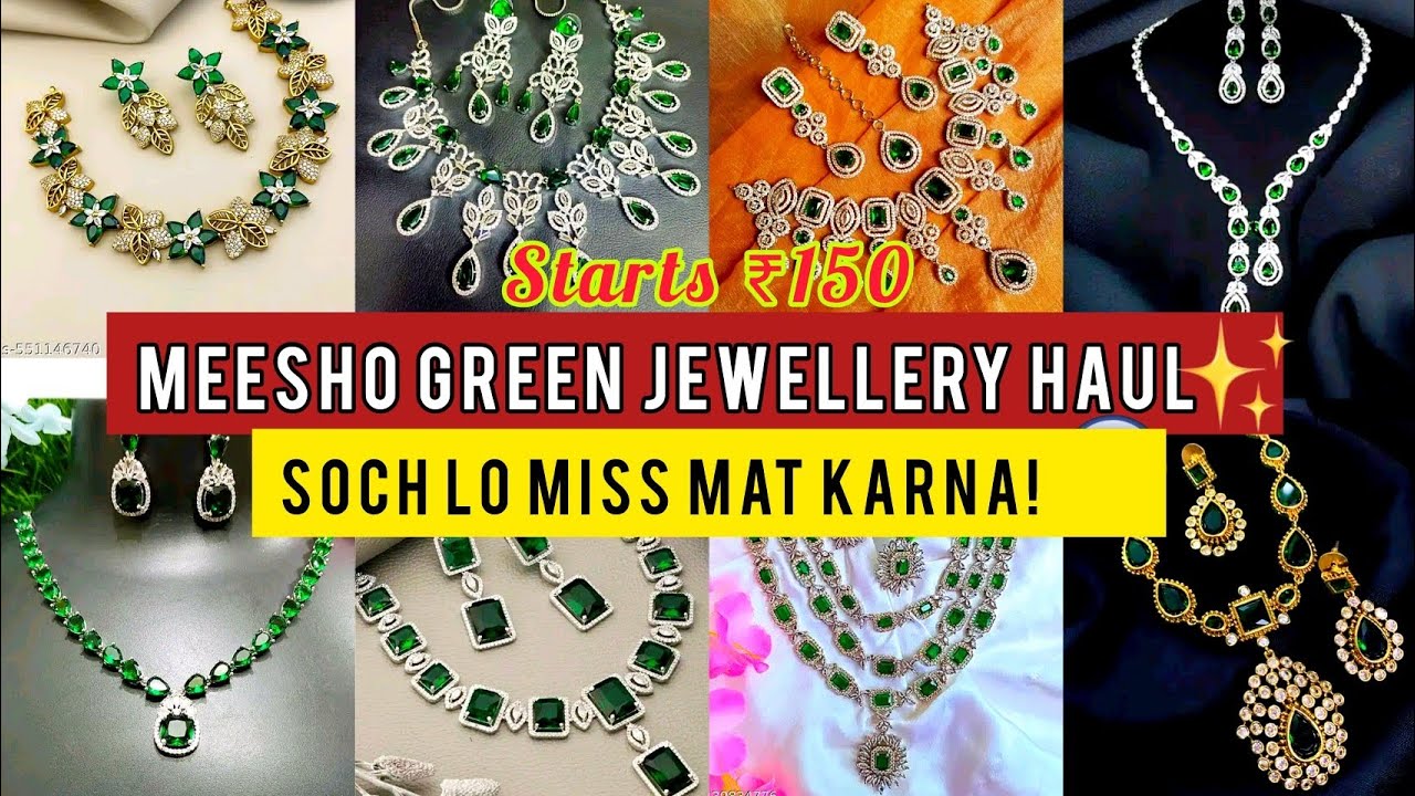 Meesho ne pagal bana diya! ₹150 mein aisi green jewellery? 😳💚 ||Meesho green necklace haul|| cpahana