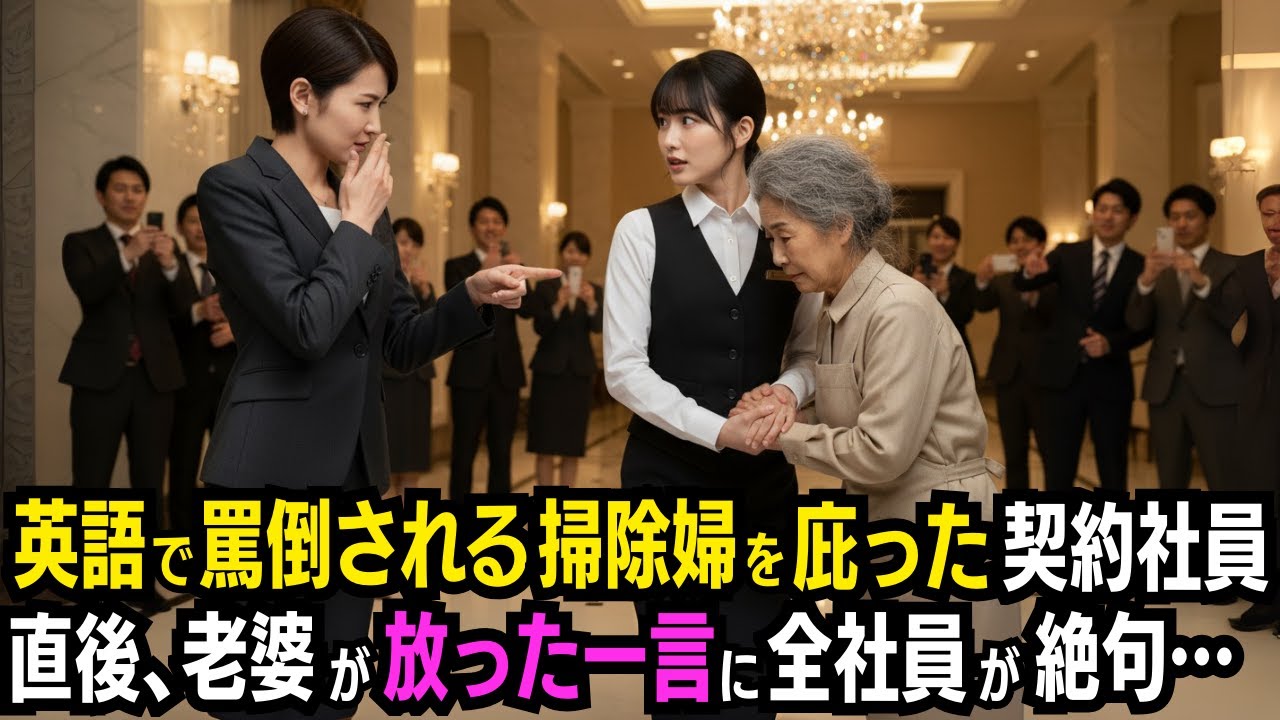 「どうせ分からない」英語でバカにされる掃除婦を庇った高卒の契約社員。直後、掃除婦が流暢に話し始め、横暴なエリート上司を絶望の淵に突き落とす…