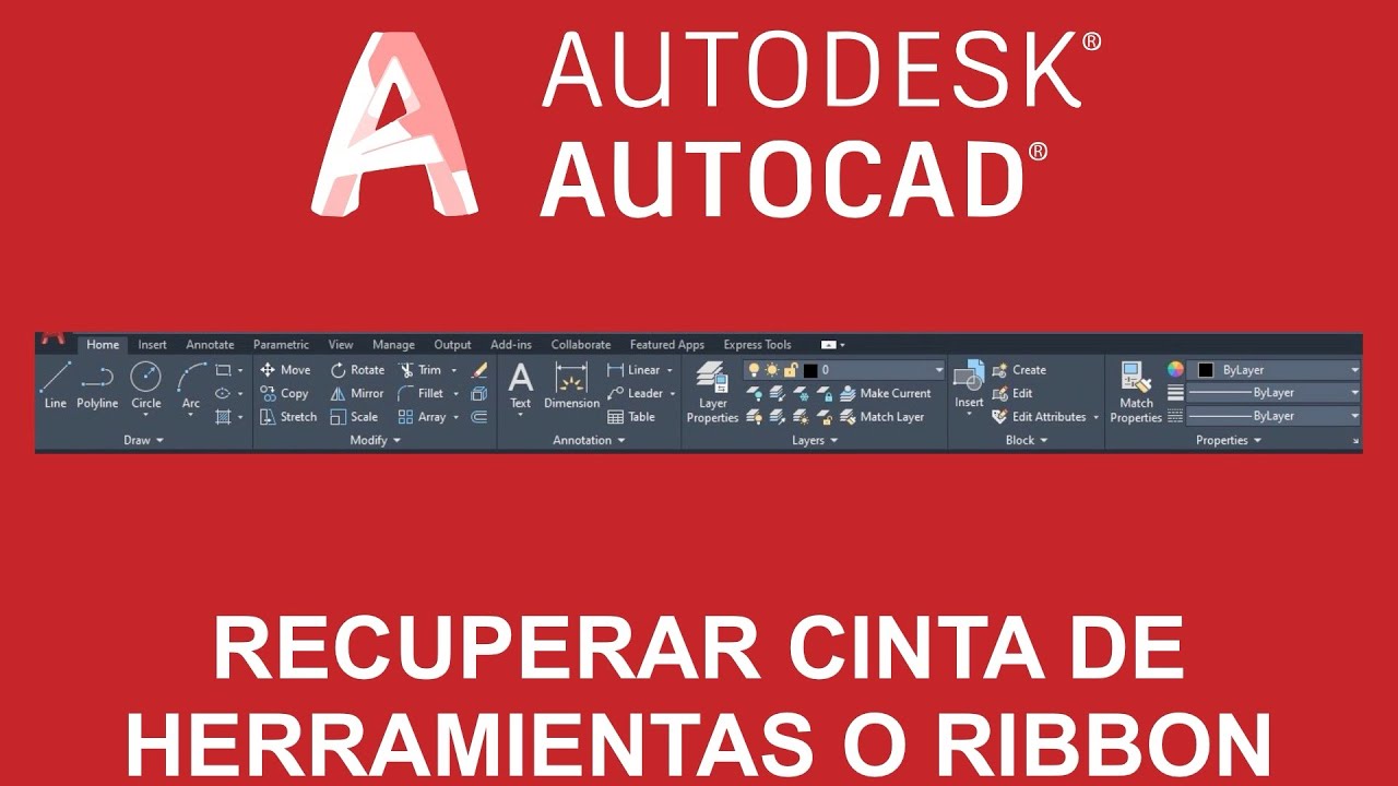 Tutorial AutoCAD Recuperar cinta de herramientas ribbon Reiniciar