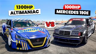Chris Forsbergs 1300Hp Altimaniac Races 1000Hp Mercedes 190E Drift Car Gymkhana Grid Pursuit
