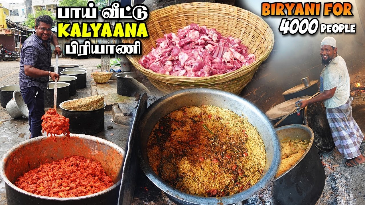 பாய் வீட்டு Wedding Biryani | வெள்ளாட்டு கறி Biryani Feast | Tamil Food Review