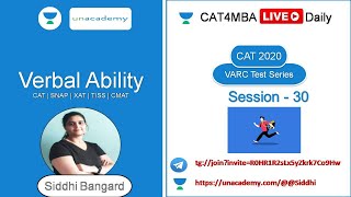 VARC Revision Test Series - 30 | Unacademy CAT4MBA | Siddhi Bangard