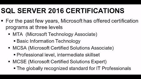 Microsoft SQL Server 2016 Certification 70-764 - Getting Started - The Certifications