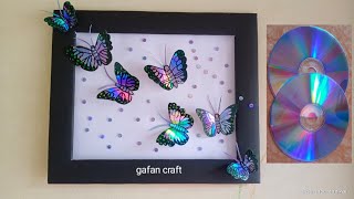CD wall art ideas | hiasan dinding kupu kupu dari CD