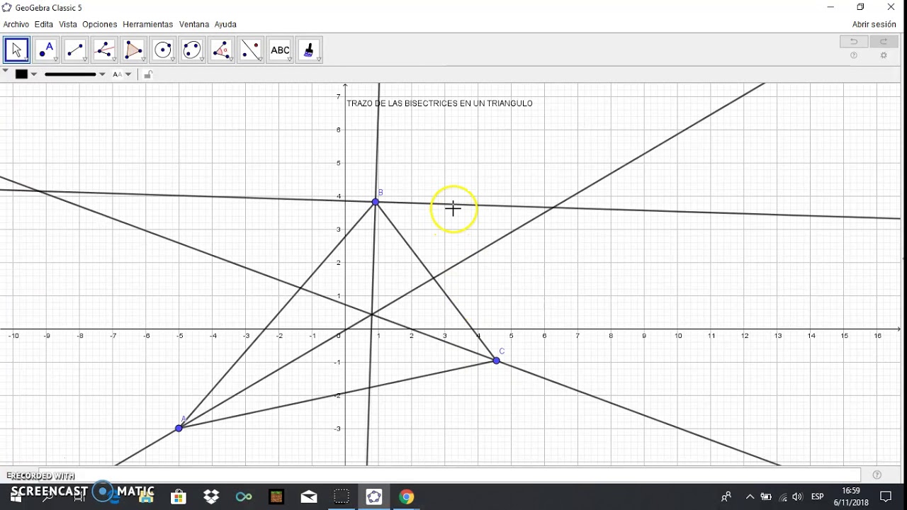 Bisectrices de un triangulo en geogebra - YouTube