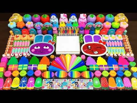RELAXING WITH RABBIT VS CLAY PIPING BAGS ! Mixing Random Things Into Slime