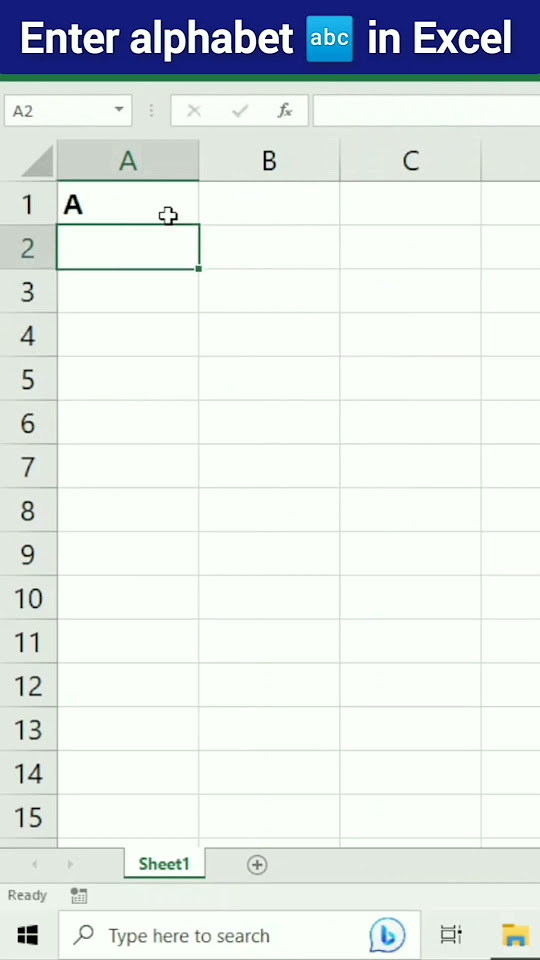 Enter alphabet abc in excel in eashortcut key formula shorts video 
