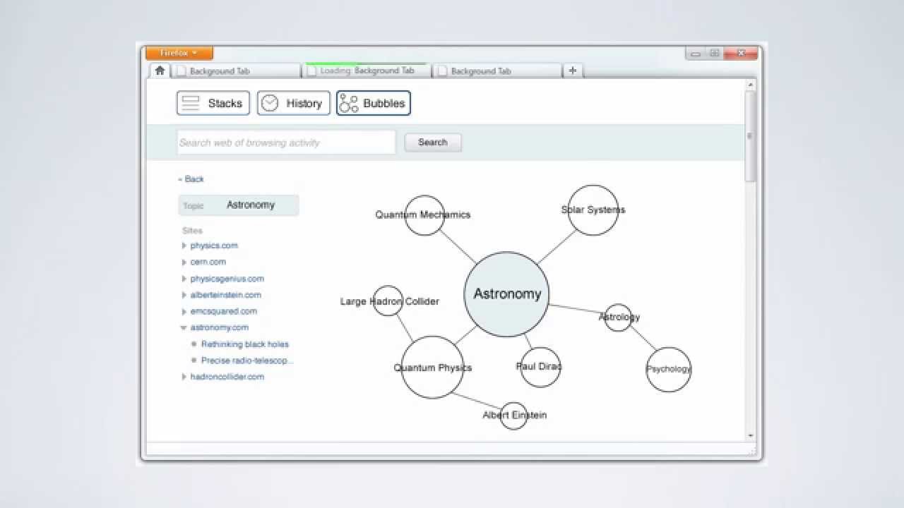 Bubble Stacks - Mozilla Labs Home Tab Design Challenge