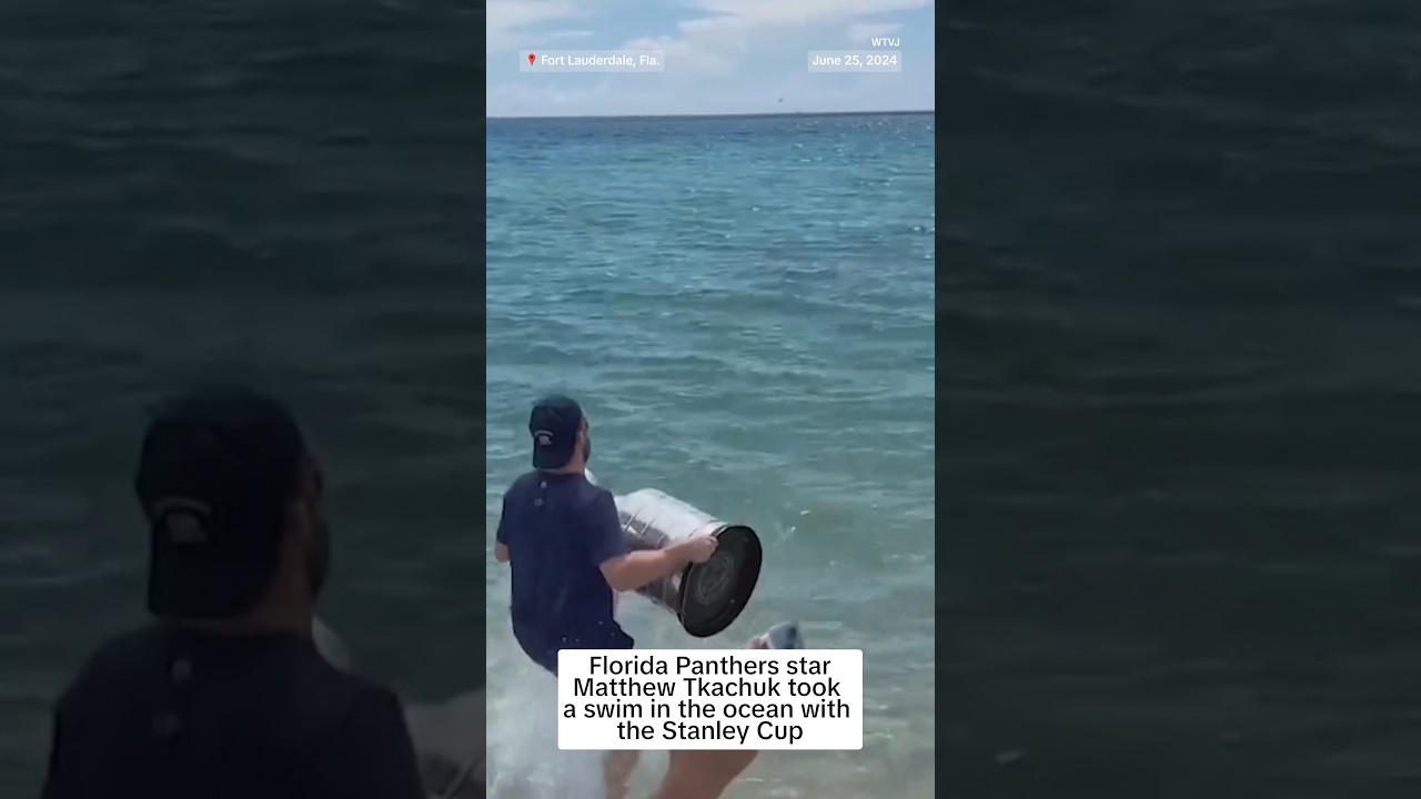 Florida Panthers star Matthew Tkachuk took a swim in the ocean with the Stanley Cup Florida Panthers star Matthew Tkachuk took a swim in the ocean with the Stanley Cup