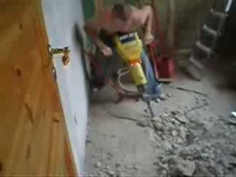 Breaking The Concrete Floor With Bosch Gsh27 Youtube