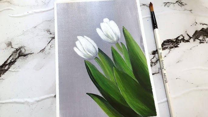 Floral Original Painting on Canvas Tulips & Daisies 11x14