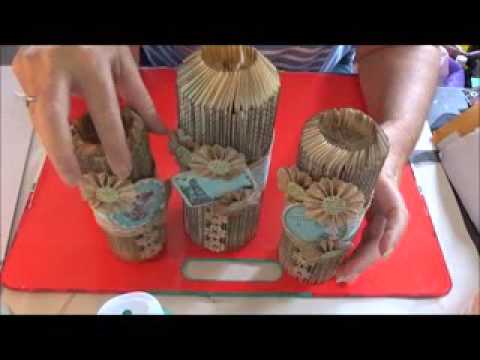 Candle Holder from book folding - YouTube