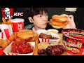 ASMR MUKBANG | 치즈 불닭볶음탕면 & KFC 양념치킨 햄버거 치즈스틱 치즈볼 먹방 FRIED CHICKEN AND FIRE NOODLES EATING