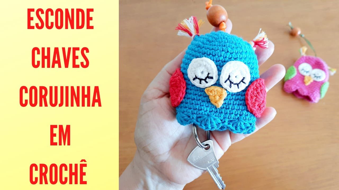 ESCONDE CHAVES CORUJINHA EM CROCHÊ