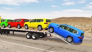 13Min+ Flatbed Truck Mcqueen | Transportation with Truck - Pothole vs Car #763 BeamNG.Drive