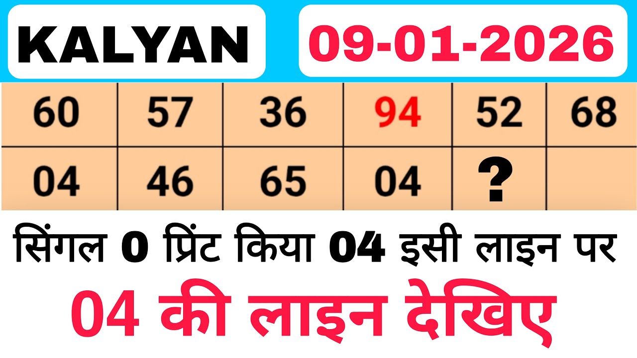 Today kalyan bazar 09-01-2026 | Kalyan jodi | Kalyan chart | Kalyan open | Kalyan line data analysis