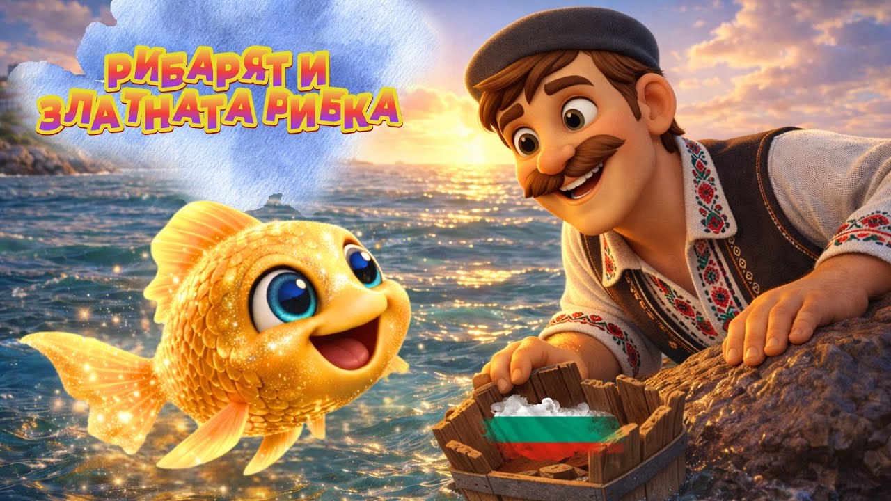 🐟💛 Рибарят и Златната рибка 💛🐟Българска приказка за деца Детска приказка за лека нощ на български 🎶🌙
