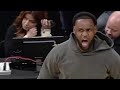 Lebron james cheers for his son bronny james  then celebrates with him