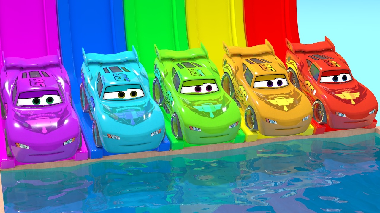 Best of CARS 5 ⚡ Lightning McQueen Color | 5 JCB Tractor Excavator broken down Wheel Slide Game