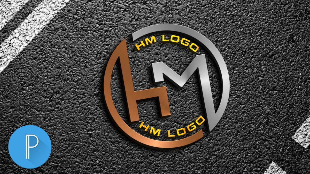 H M'' 3D professional logo design on android mobile, Pixellab tutorial