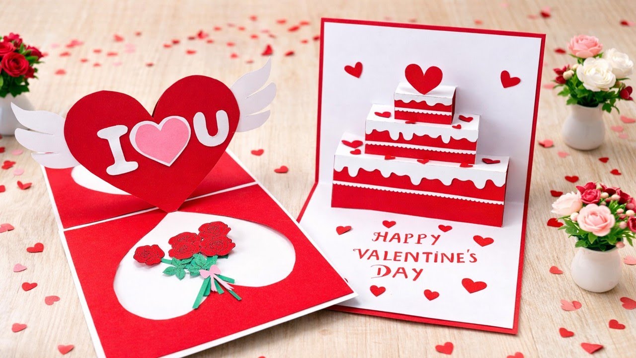 How to Make 2 Valentine Pop Up Cards ️ Easy DIY 3D Heart Cards | DG ...