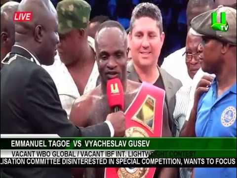 Asamoah Gyan Fight Night 2: Emmanuel Gameboy Tagoe beats Vyacheslav Gusev