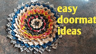 Old cloth recycle ideas/easy door mat making/ very simple method/table mat craft