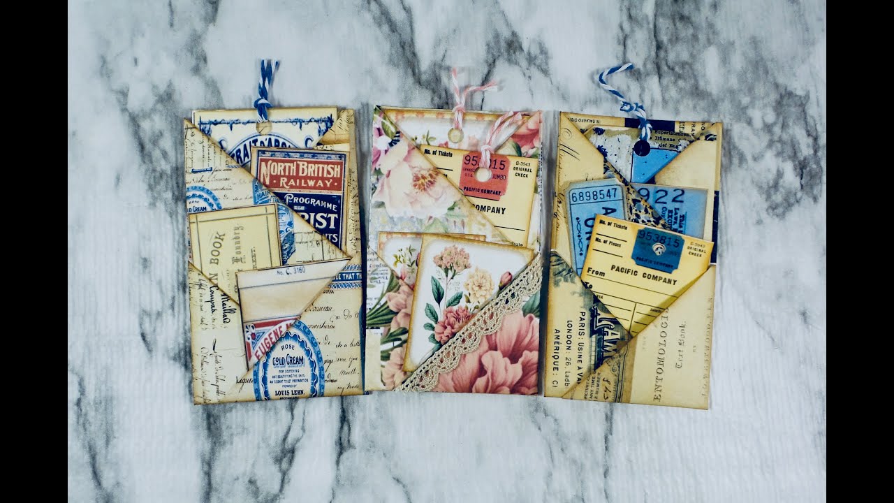 Junk Journal chevron criss cross pockets, easy mass make