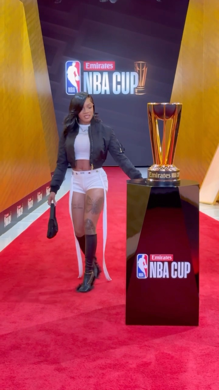 GloRilla is in the building for the #EmiratesNBACup