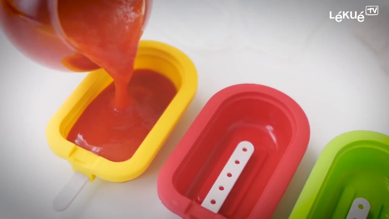 Lékué Moule à Glace Silicone Multicolore 3 Pièces - Créez Vos Glaces Maison Facilement
