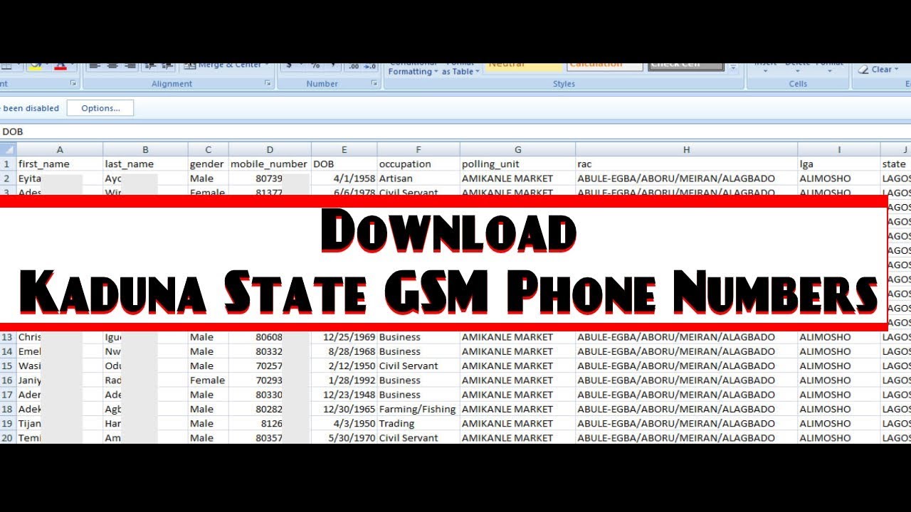Download Free Kaduna State GSM Phone Number Database YouTube
