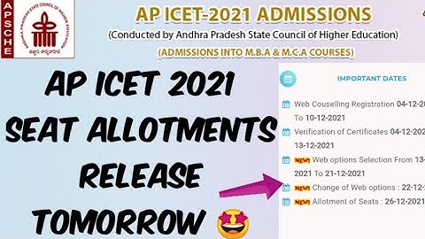 AP ICET 2021 Seat Allotments Release Tomorrow🤩//Timings...?