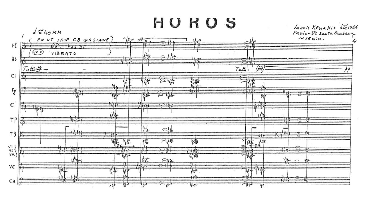Iannis Xenakis - Horos (Audio + Full Score)