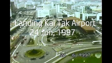 1997 on-board video landing Hong Kong Kai Tak Airport (HKG / VHHX)